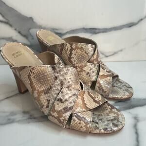 Johnston & Murphy | Women's Leather Snakeskin Print Leather Slide Heels Sz 8.5